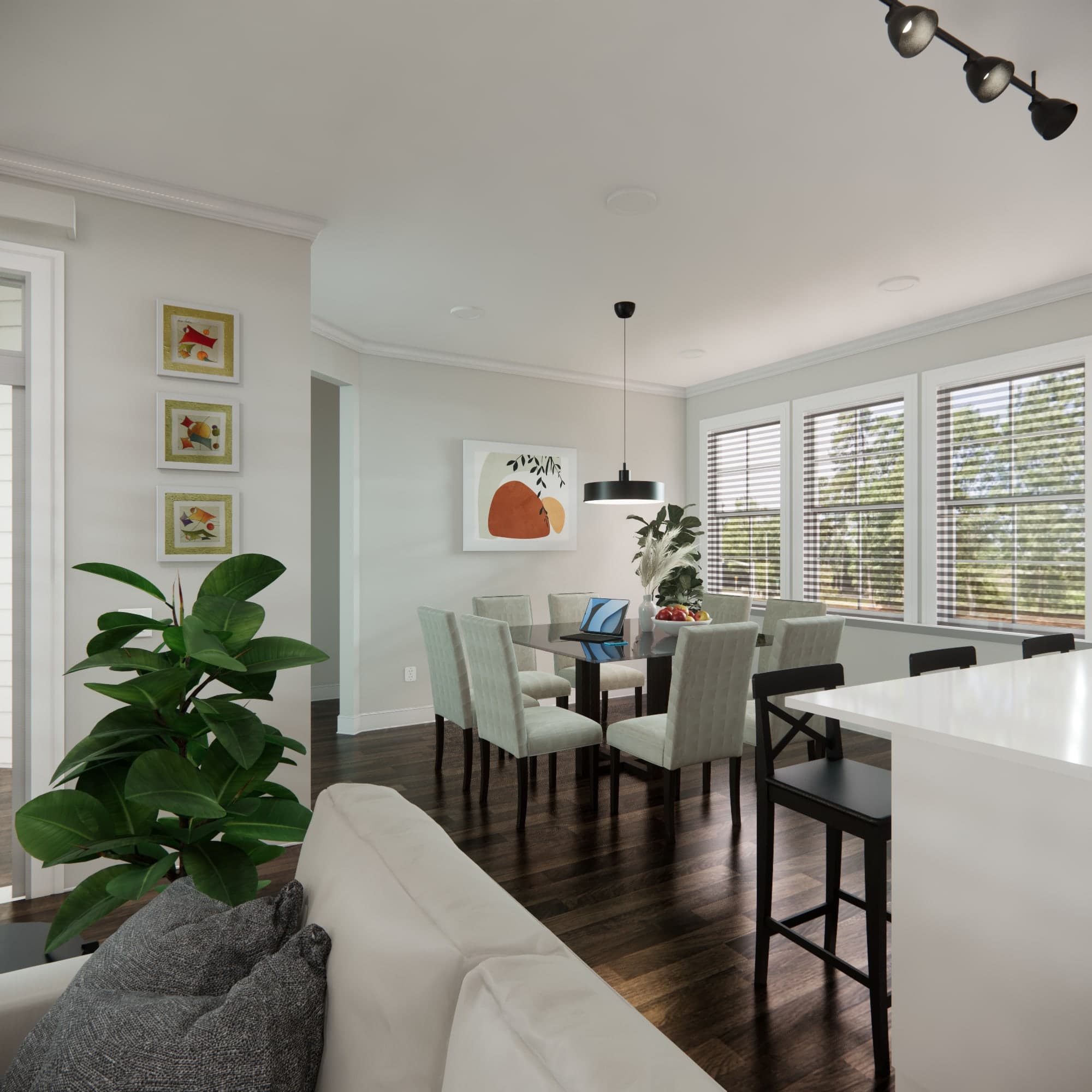 Kitchen renovation with coordinated cabinet, countertop, and backsplash selections by Finch Home Studio in North Carolina