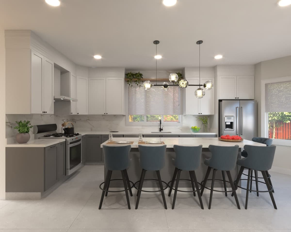 Kitchen design with improved layout, storage, and island planning by Finch Home Studio in North Carolina