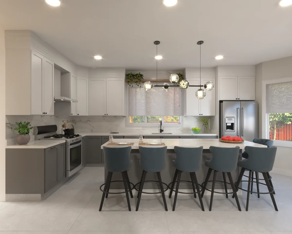 Kitchen remodel design with updated finishes and practical function by Finch Home Studio in North Carolina